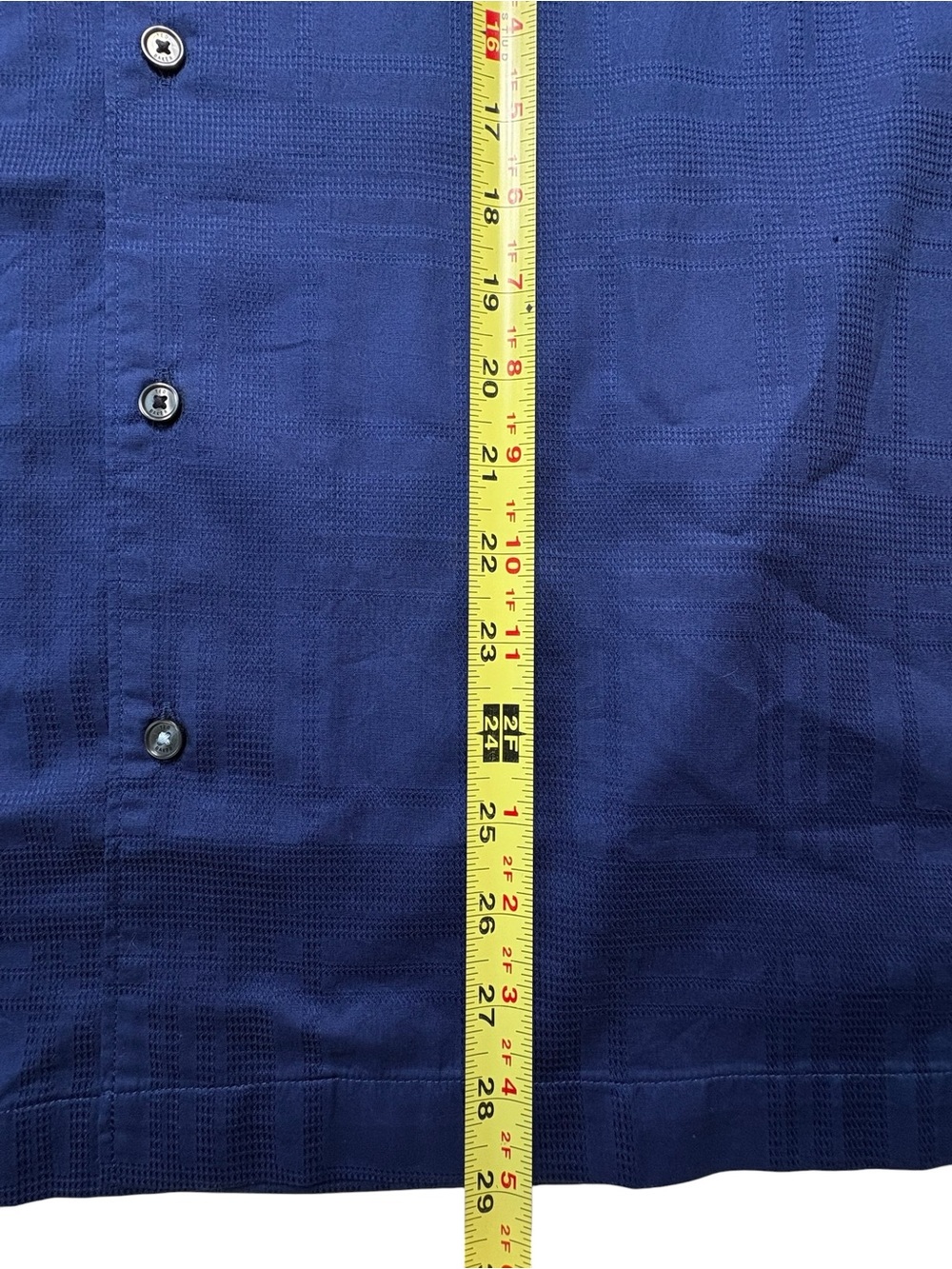 NWT Ted Baker Textured Camp Shirt Midnight Sail Navy Blue Plaid Size L - Picture 10 of 15